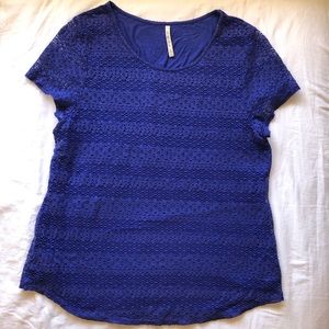Leo & Nicole royal blue lace top sz XL
